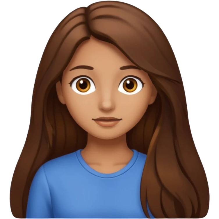 A girl with long, brown hair and brown eyes and tan skin. emoji