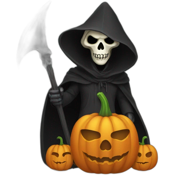 Reaper costume with Pumpkin Mask emoji