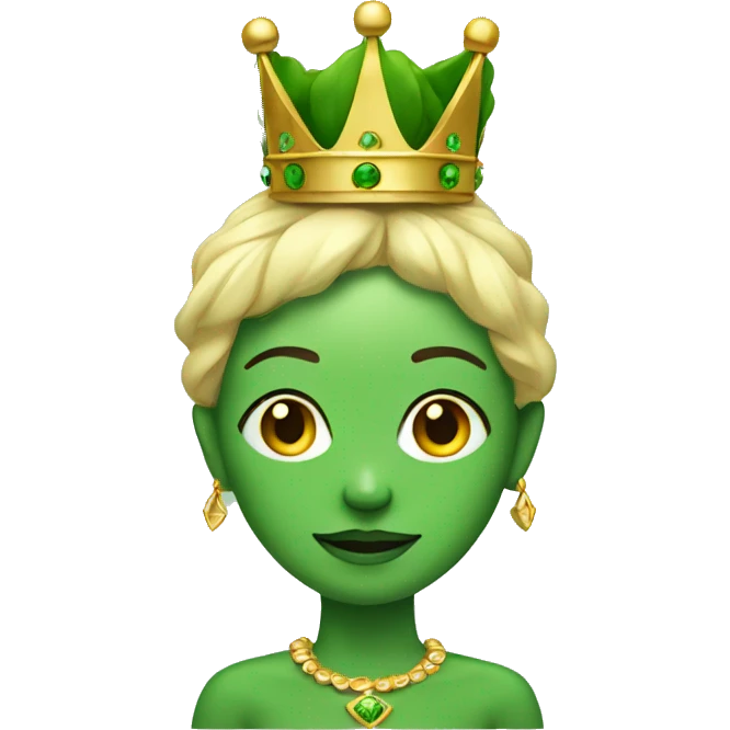 Green skin woman and crown emoji