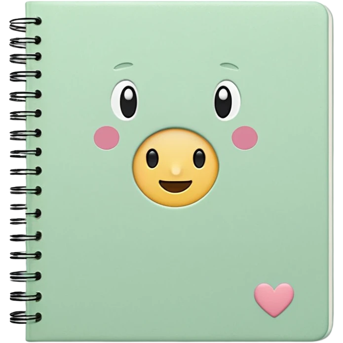 pale green note book with cute stickers emoji