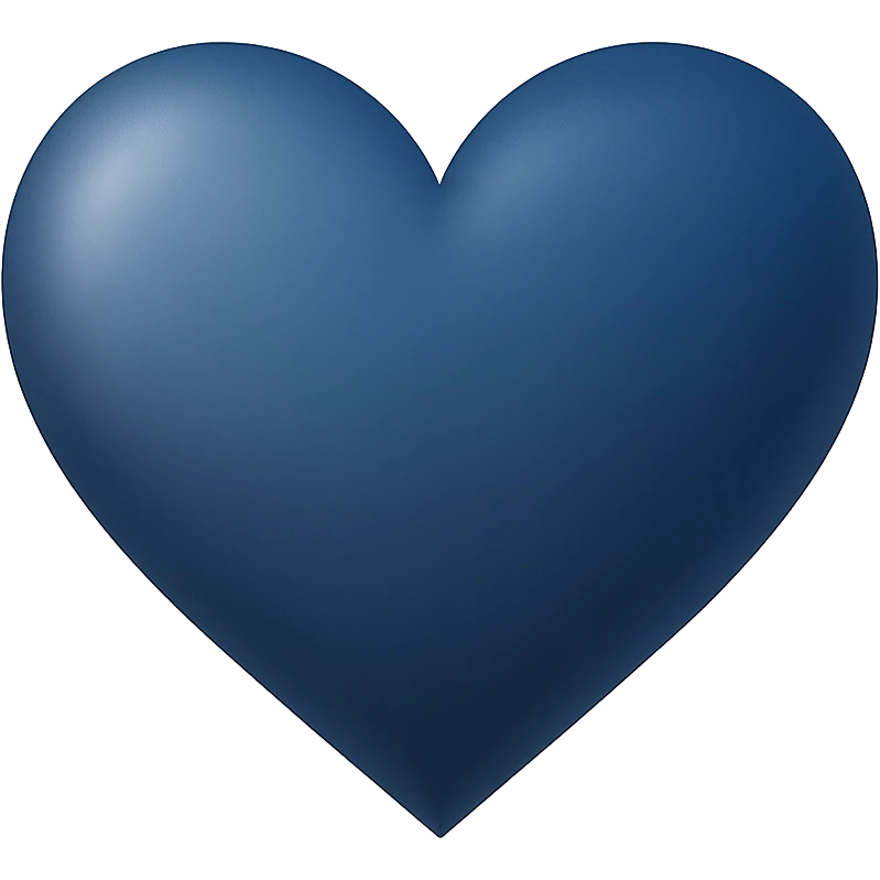 heart with a soft midnight blue gradient, digital illustration emoji