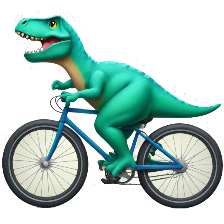 Dinosaur wearing cool shirt riding a bike emoji