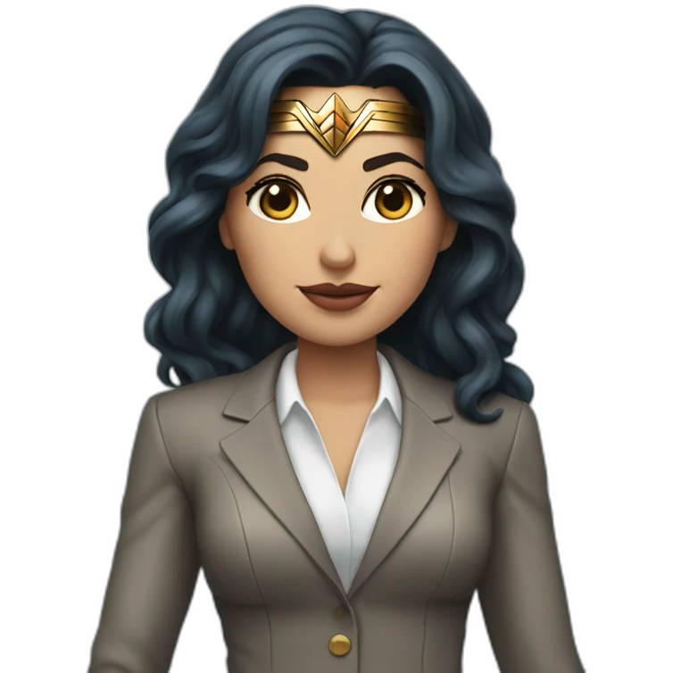 Wonder Woman wearing a business suit instead of superhero costume with no mask or emblem  emoji