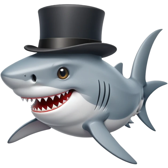 Shark with a top hat emoji