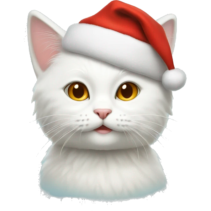 White cat with a Santa Claus hat emoji