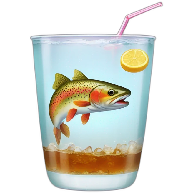 trout in a clear cup of soda emoji
