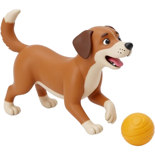 happy dog running after ball emoji