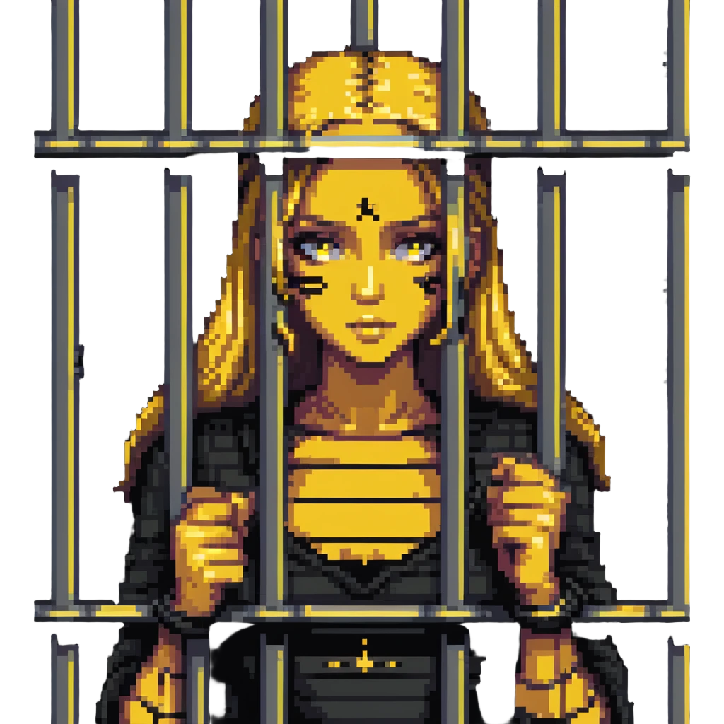 gold girl in jail cell emoji