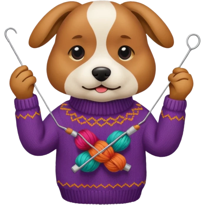 dog knitting a sweater emoji