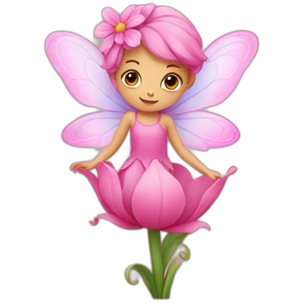 Pink fairy on a flower emoji