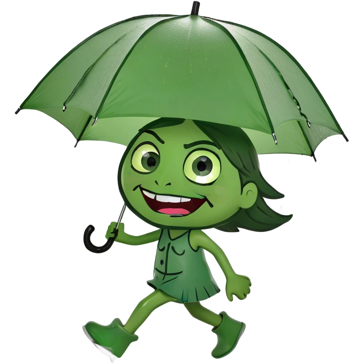 Girl running in rain with umbrella emoji