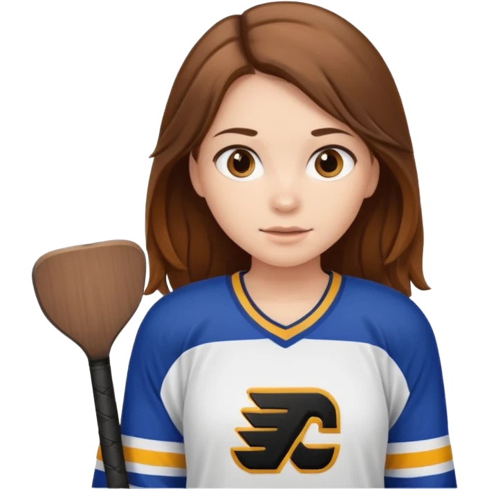 Girl sharks hockey fan with brown long hair holding a large blank sign emoji