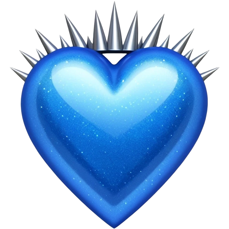 blue glittery heart with chrome spikes emoji