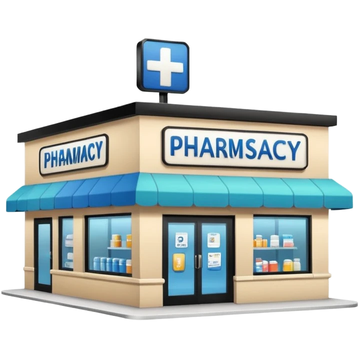 Please create an image of the pharmacy.
Dugstore, Pharmacy. There's no writing on it
Just an image that can show that it's a pharmacy emoji