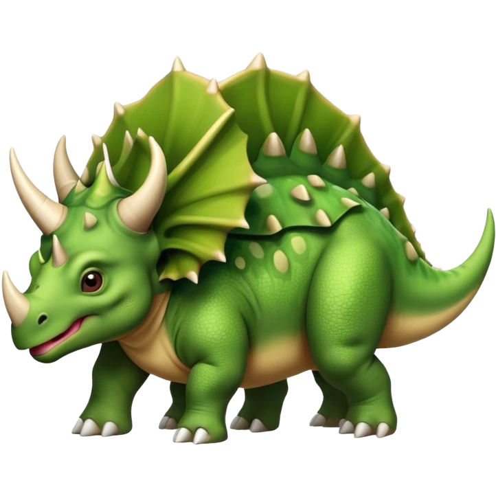 faces of different green triceratops emoji
