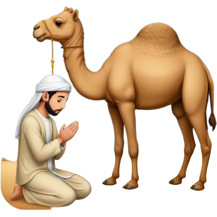 Muslims pray with our side camel and night  emoji