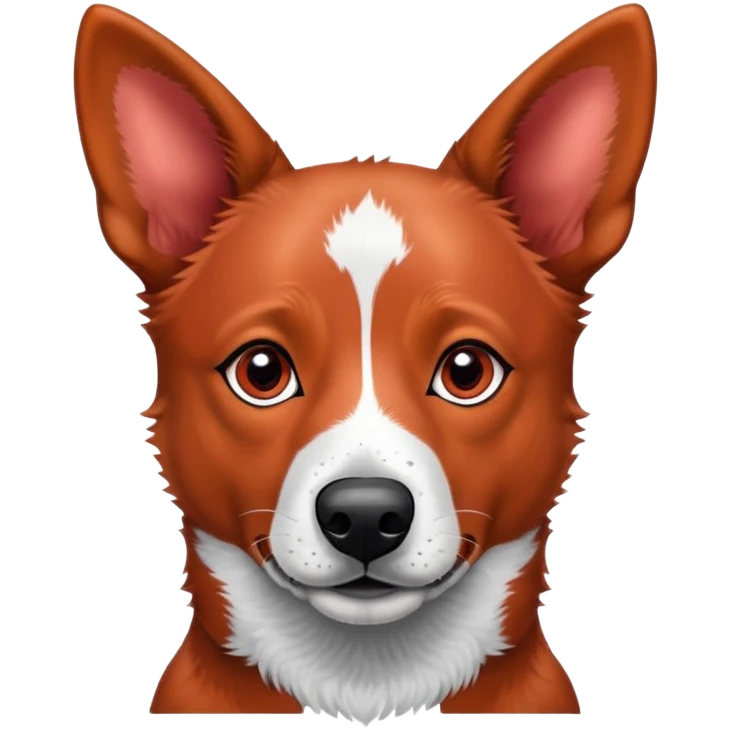 head shot of a red heeler cattle dog with speckled red coat and pointed ears emoji