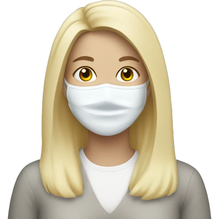 blonde woman with white face mask emoji
