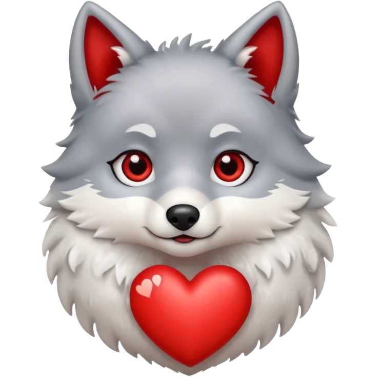 cute wolf inside heart emoji