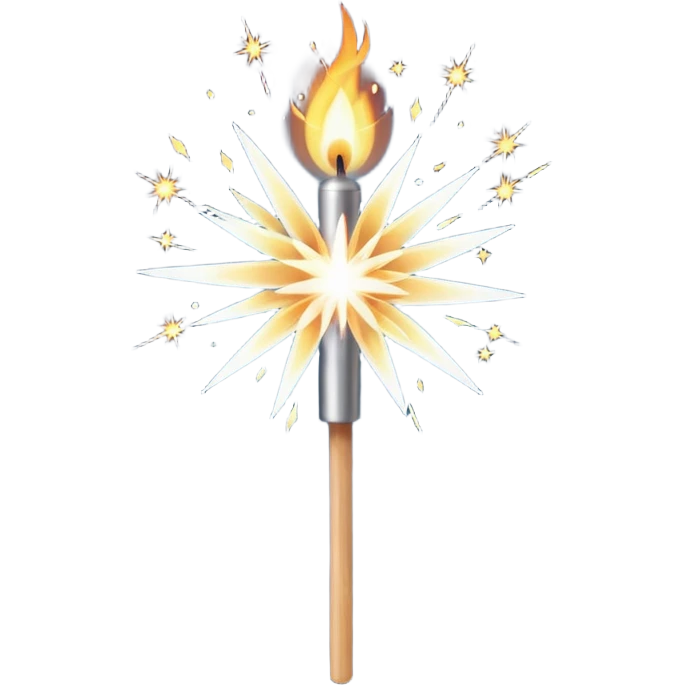 white sparkler on a stick emoji