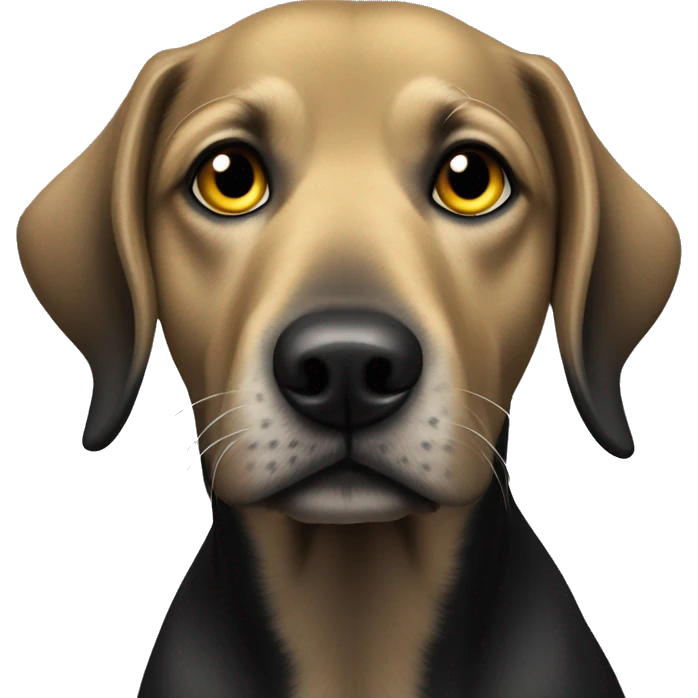 Schwarzer Hund mit gelben Augen streckt frech die Zunge raus  emoji