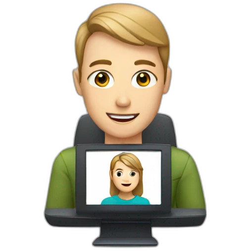 monitor with the video call on the screen emoji