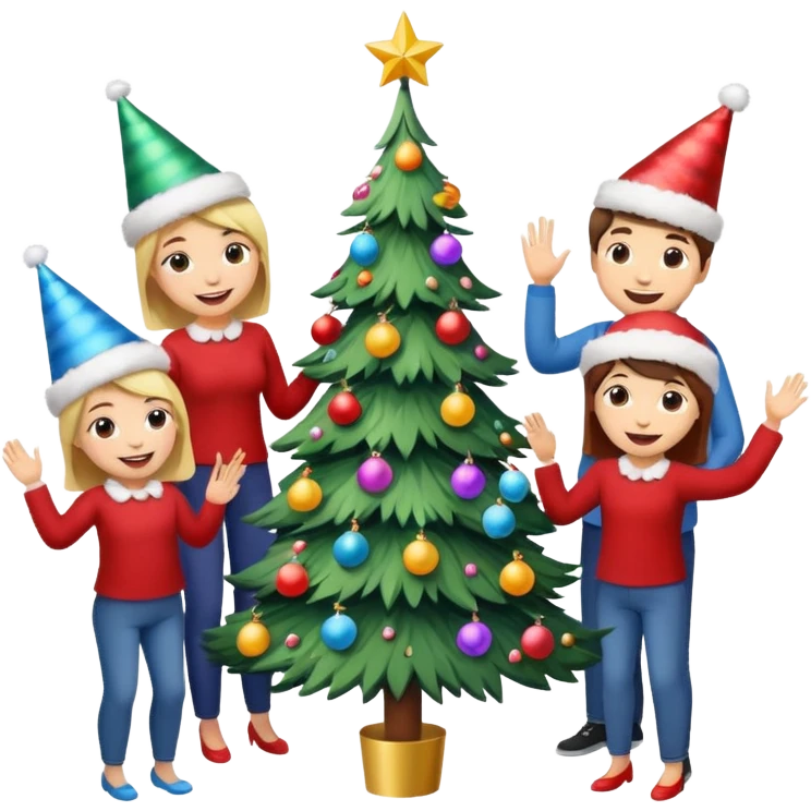 people decorating a Christmas tree emoji