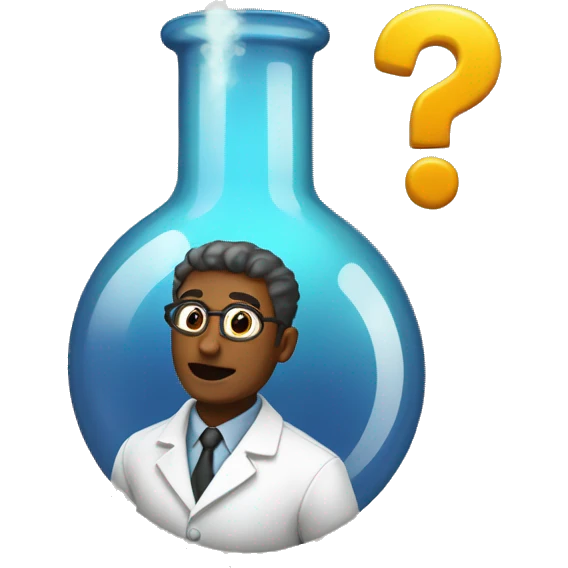 scientist with big question mark emoji