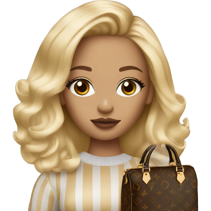 Blonde girl with makeup and Louis vuitton bag emoji