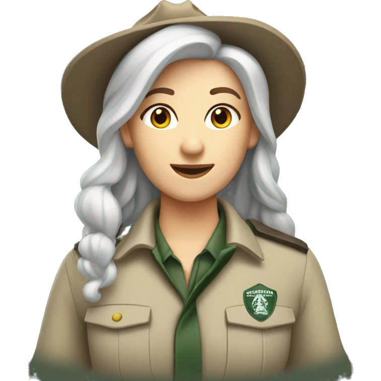 park ranger white girl gray hair emoji