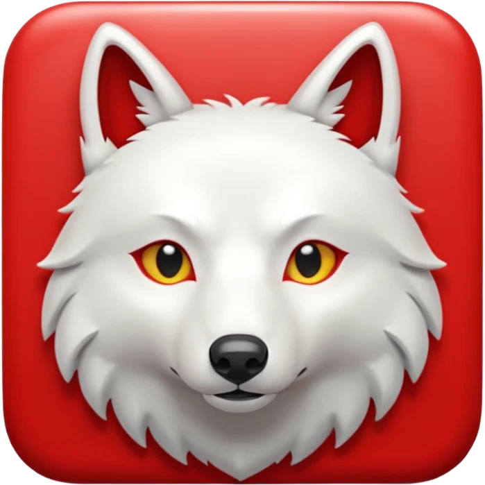A bold white capital letter C with a small white wolf head icon above it, inside a red rounded square, emoji style, flat design, shiny light reflection, same style as 🅱️ emoji, transparent background. emoji