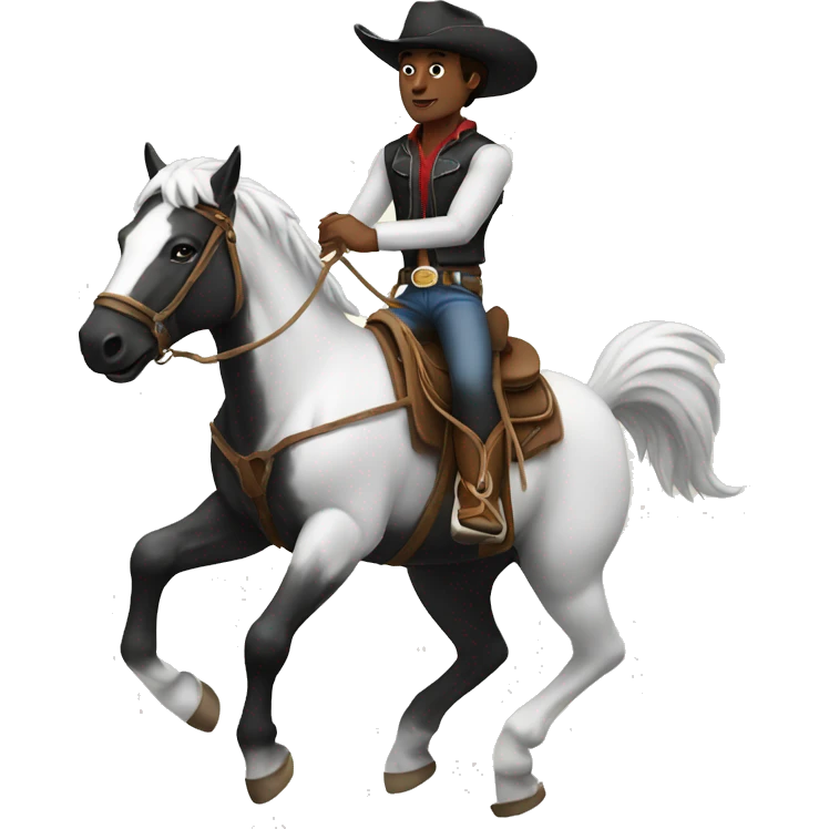 Black cowboy riding a white bronco  emoji