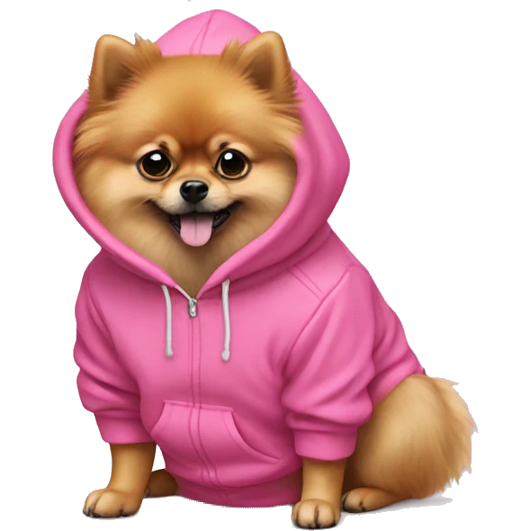 pomeranian shpits with pink hoodie  emoji