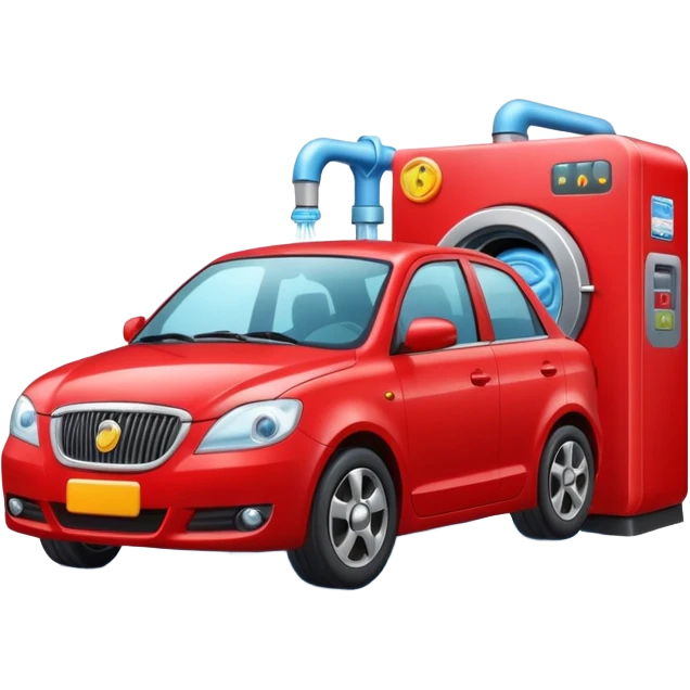 create me an image for a vertical in my super app, Car wash, entering the auto wash machine emoji