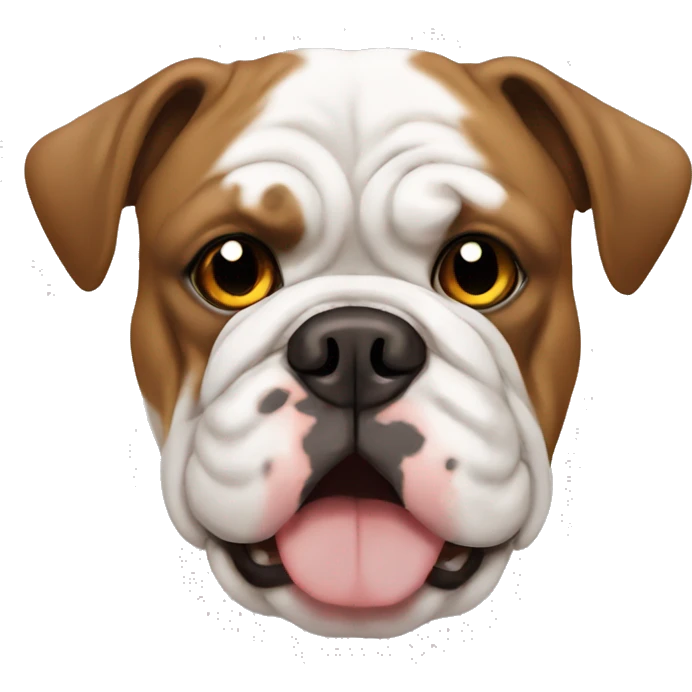 english bulldog brown white with one colored brown eye other white emoji