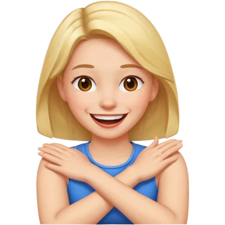 arms crossed on neck girl laughing emoji