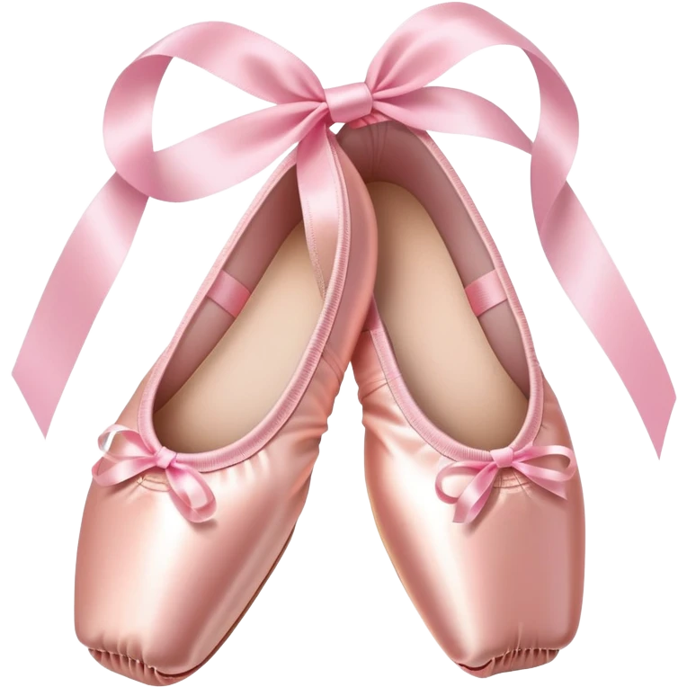 glossy pink ballet pointe shoes with satin ribbons, simple clean style emoji
