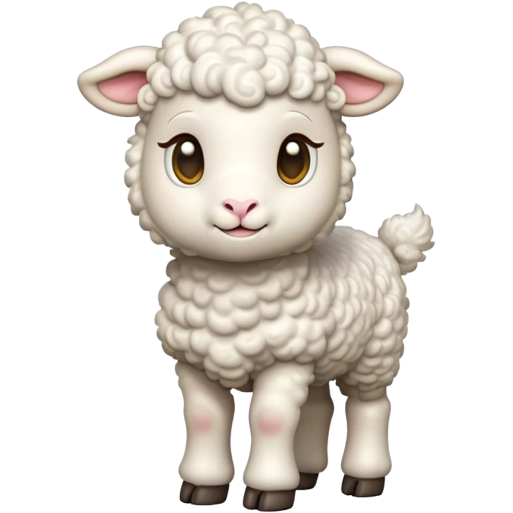 cinematic-[lamb]-realistic-full-body-standing-emoji,-tail-flicking-lazily,-head-tilted-dramatically,-curly-[white]-fur,-simplified-yet-realistic-focused-features,-highly-detailed,-glowing-with-an-almost-sarcastic-glow emoji