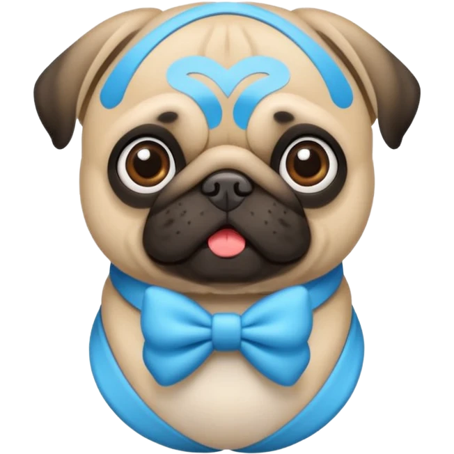 um pug com gravata borboleta azul emoji