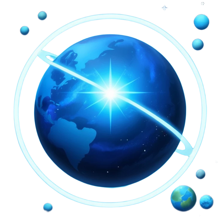 The image is a sci-fi poster with glowing blue text that reads “STAR BLAST.” A bright blue planet or star glows at the bottom, giving the design a futuristic, space-themed look. emoji