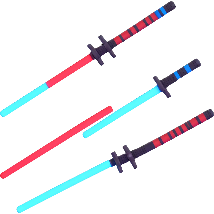 two lightsabers, one blue and one red, clashing with sparks emoji