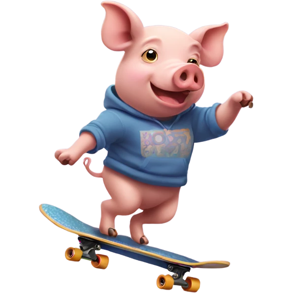 Pig riding a skateboard  emoji