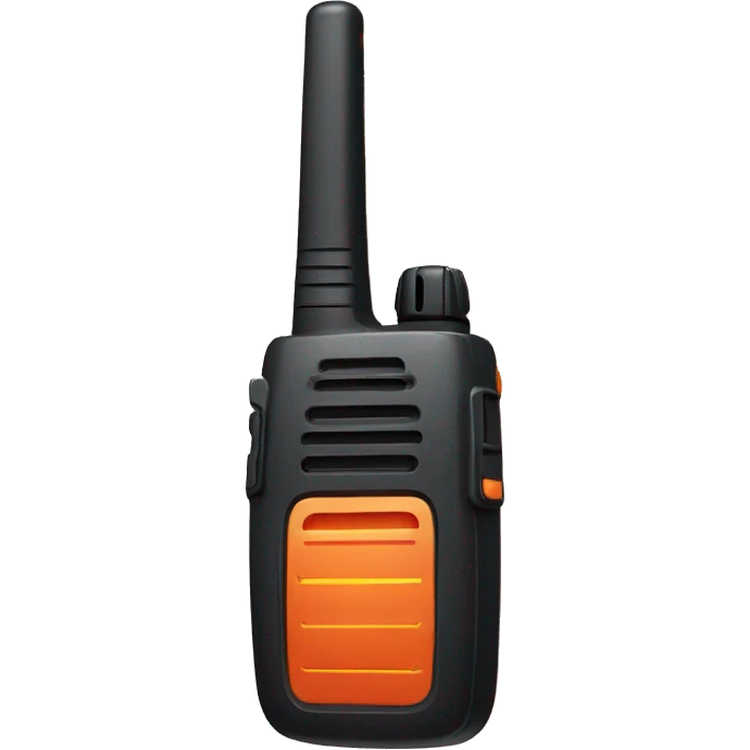 black walkie talkie with red-orange button on side emoji