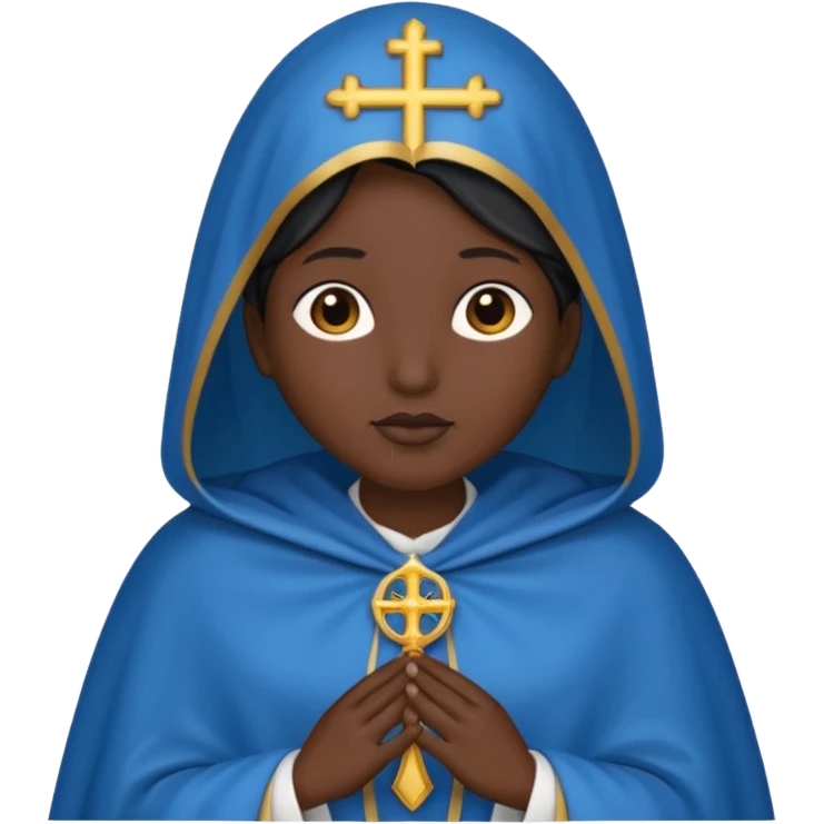 Emoji de nossa senhora Aparecida com manto azul e com a pele preta emoji