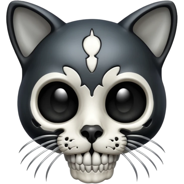 Dark Cute Cat skull black silver  emoji