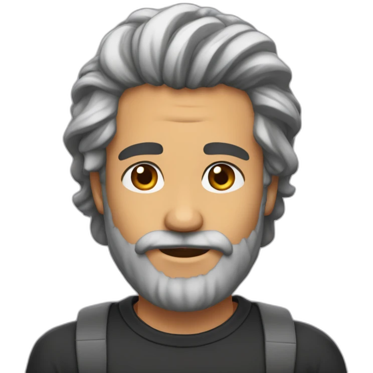 Chico pelo medio largo barba dos días emoji