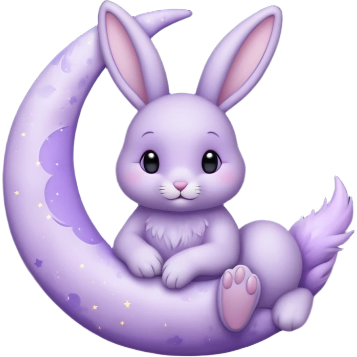 A Lavender bunny holding a moon 🌙 🐰 emoji