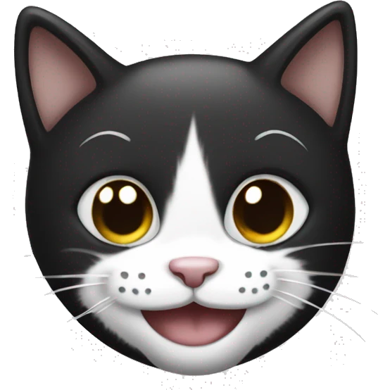 black and white cat with smile emoji
