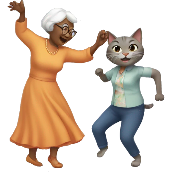 cat dancing with grandma emoji