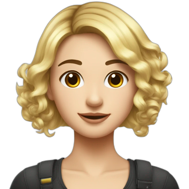 Fille a l air méchante- cheveux cours de couleur noir fesant une franche  emoji